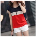 Summer new neck female size color loose Chiffon T-shirt wholesale fresh linen