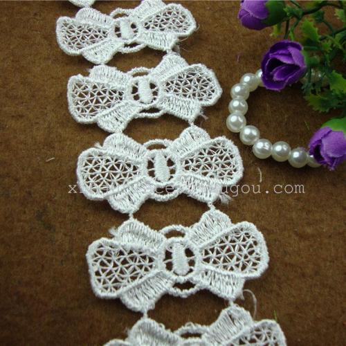 Water-Soluble Embroidery Polyester Lace Bow Factory Direct Sales 4.6