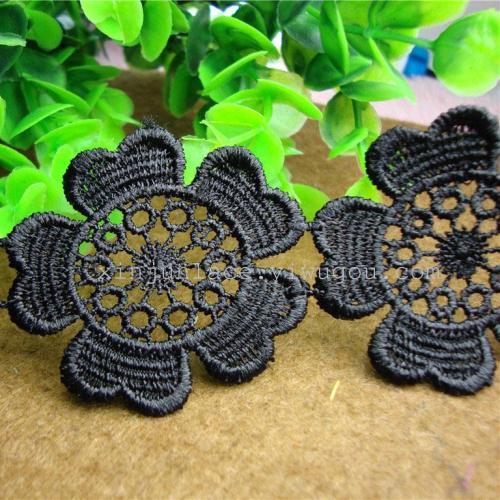 water soluble embroidery polyester black lace diy clothing accessories 6.7cm