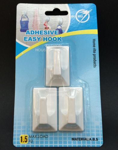 Factory Direct Sales Strong Adhesive Hook Plastic Hook 3Pc