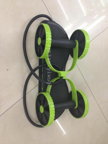 factory direct authentic multi-function tension device double-wheel abdominal trainer tension rope abdominal wheel plastic fitness