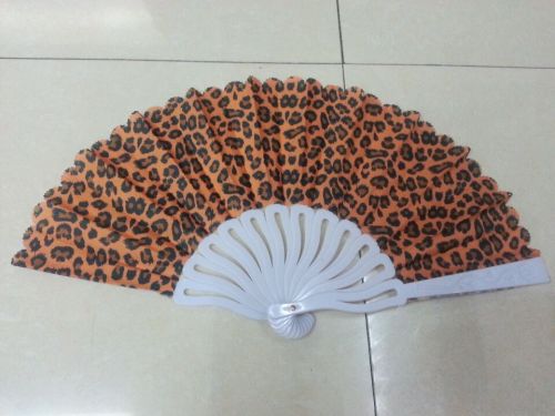 plastic leopard print folding fan