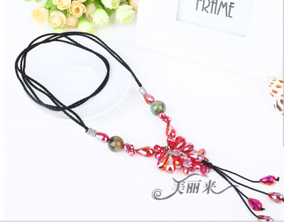 New listing of high-grade crystal agate Long Necklace female Korean fashion ornaments sweater chain accessories