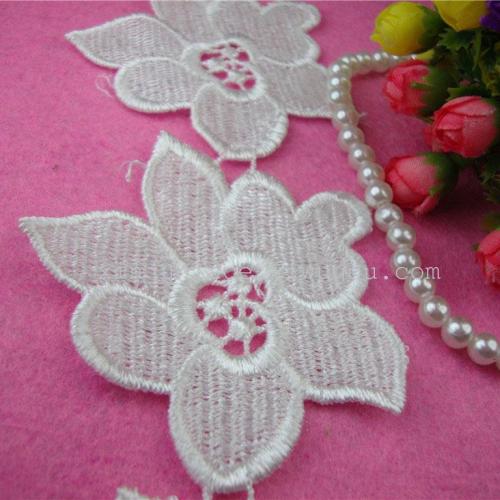 Water-Soluble Embroidery Polyester Lace Flower Bar Code Factory Direct Sales