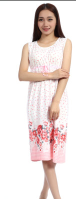 meishixin pajamas long nightdress sleeveless breathable comfortable