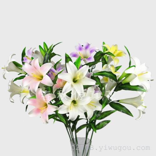 Artificial Flower Five-Head Perfume Lily Home Decoration Fake Flower Decorative Flower 