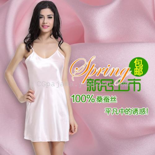 2015 Summer Women‘s Artificial Silk Luxury Noble Slip Nightdress Gift Pajamas Wholesale