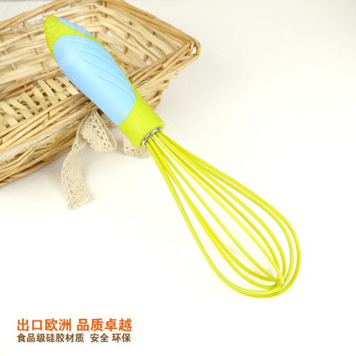creative color silicone non-slip bird with hook handle mute egg beater