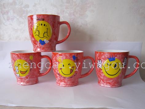 Ceramic coffee cups, crystalline glazed ceramic cups, smiling cartoon cups pic 5