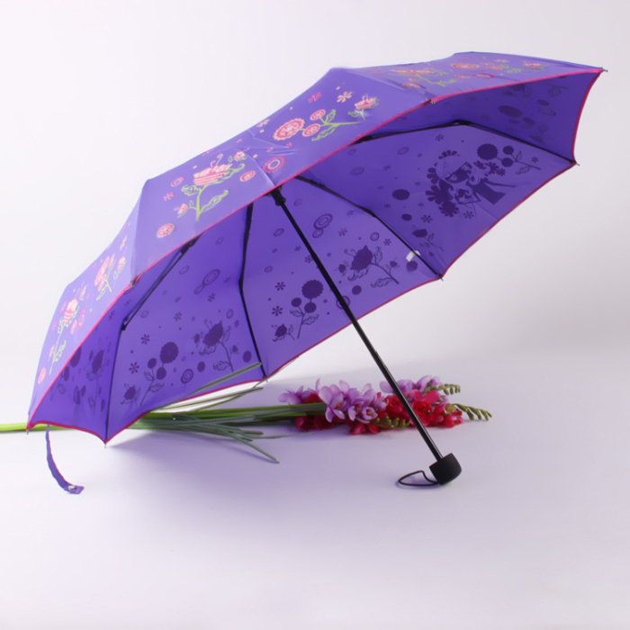 印花包边折叠伞 手开雨伞 女士遮阳伞 外贸雨伞