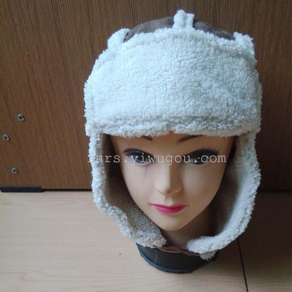 秋冬女士毛线帽子 加厚保暖针织帽 仿貉子毛球护耳帽户外套头帽女-阿里巴巴