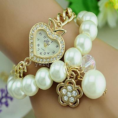 15 years of foreign trade explosion models Pearl Bracelet Watch Heart Diamond Watch