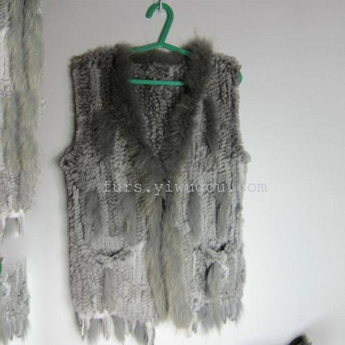 Real Rabbit Fur Made Vest Pattern Shirt Fur Vest Clothes Fashionable European and American Style