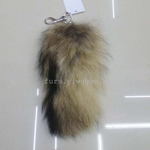 Raccoon Fur Tail Fur Tail Leather Hanger Keychain Handbag Pendant Fashion