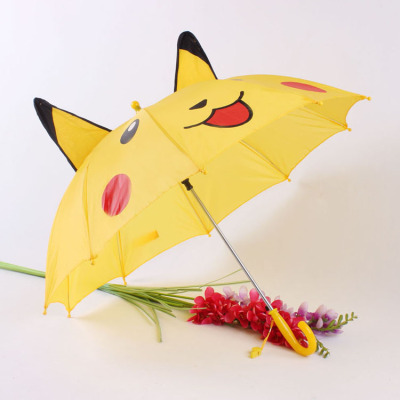 cartoon pikachu creative kid's straight umbrella lovely ear umbrella with whistle 