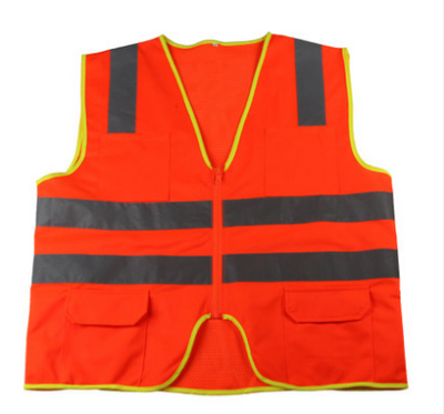 Huatai sanitation worker safety reflective safety vest dress print multi Pocket vest power red vest