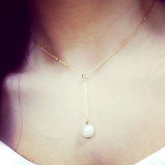 Korean Hot Sale! Popular Thin Chain Pearl Adjustable Loose Clavicle Chain Necklace