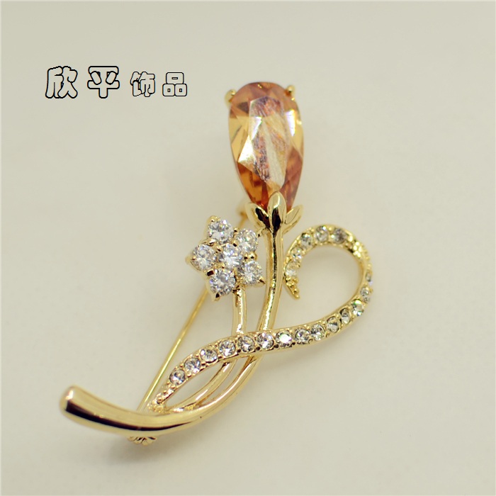 crystal flower brooch pin