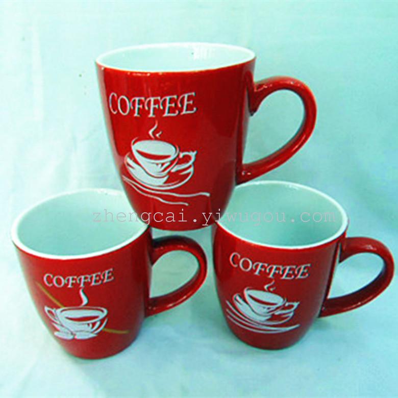 鼓形陶瓷咖啡杯 陶瓷杯 色釉陶瓷杯子 咖啡杯子