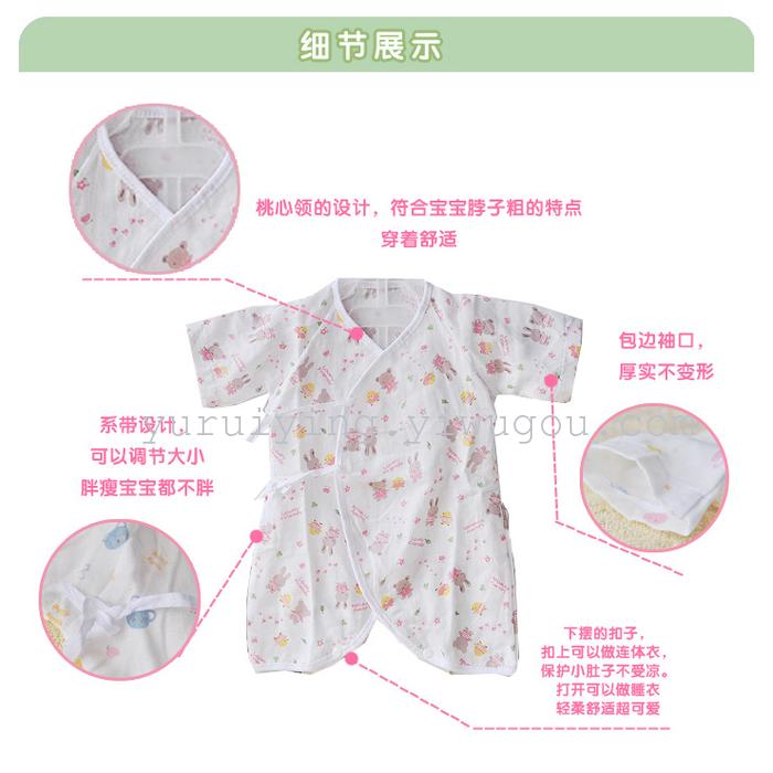Foreign trade newborn one-piece suit, gauze short-sleeved butterfly suit, summer crawling suit, Hayi baby suit pic 3