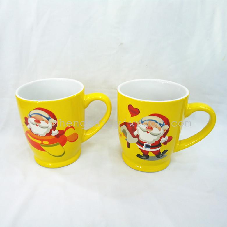 圣诞陶瓷杯 日用陶瓷杯 库存色釉杯子