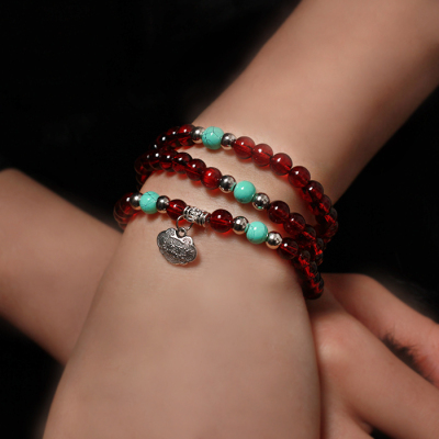 Imitation wine red garnet bracelets women's bracelets jewelry three times S10