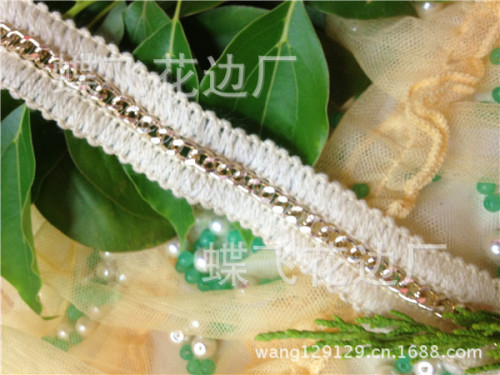 Cotton Yarn Chain lace， mesh Chain Lace， Iron Chain Lace， Aluminum Chain Lace