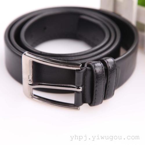 wholesale 4.0 men‘s alloy pin buckle black genuine leather high-grade belt belt