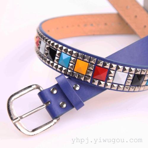 wholesale 4.0 fashion women‘s iron wire pressing flat buckle rivet accessories belt