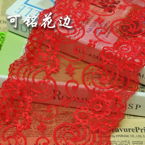 red pleated cotton lace diy handmade doll clothes material decoration