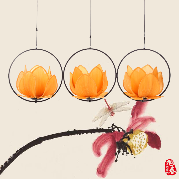 旭春莲花中秋春节日布灯笼古典木制家具灯仿古吊灯