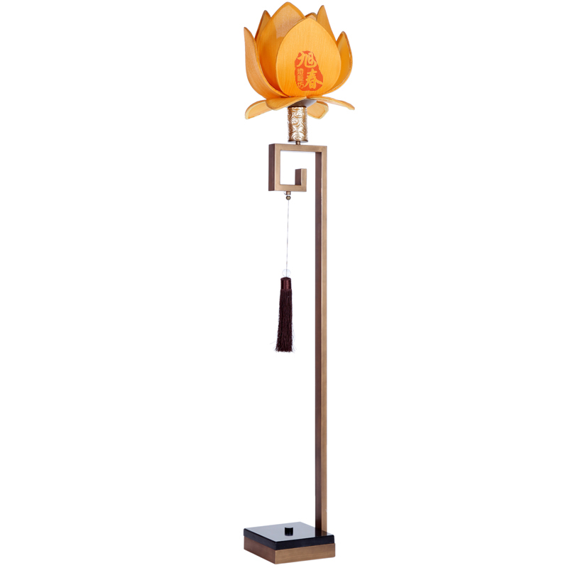 莲花荷叶仿羊皮手绘中秋春节日布灯笼古典木制家具灯仿古摆件