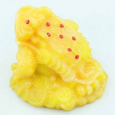 Lucky toad evil imitation jade resin crafts yellow house Good luck and happiness to you! Lucky toad ornaments