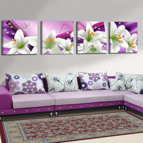 lily flower landscape living room decorative painting sofa background wall decorative frame frameless ice crystal painting
