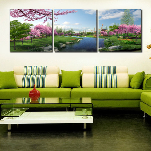 Landscape Living Room with View Decorative Painting Sofa Background Wall Painting Hanging Painting Glass Ice Crystal Frameless Painting