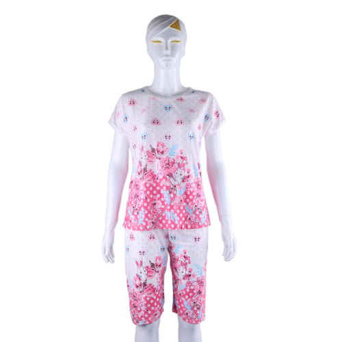 Spring and Summer New Woven Cotton Floral Cute and Generous Women‘s Cropped Trousers Homewear Suit