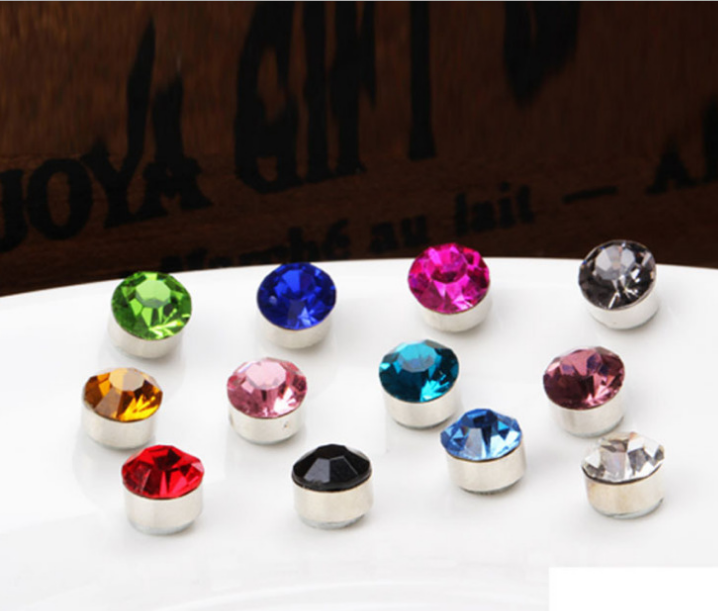 水钻吸铁石耳钉 无耳洞磁力耳饰 磁铁耳夹饰品