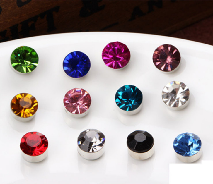 3mm水钻吸铁石耳钉 无耳洞耳饰 磁铁耳夹饰品