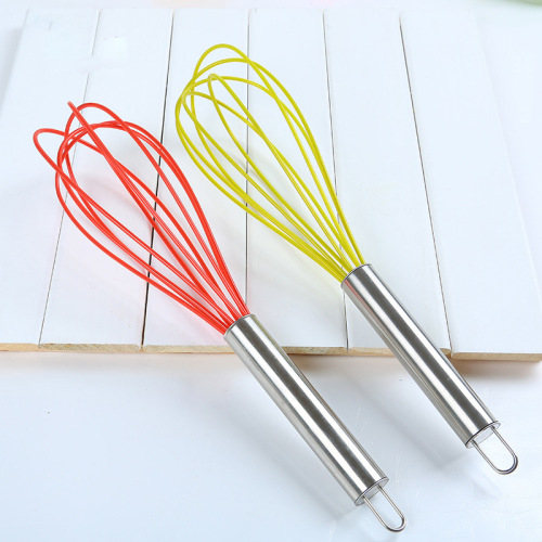 stainless steel handle silicone manual egg beater diy baking tool blender outlet