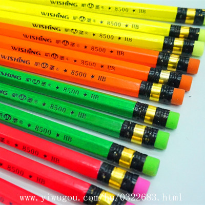 Fluorescent leather mahogany hexagonal bar 4 color pencil writing pencils wholesale