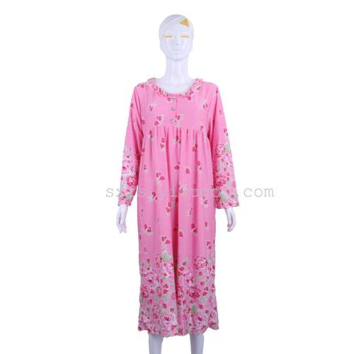 original single japanese cotton long sleeve nightdress women‘s spring and summer cotton cute home dress home clothes