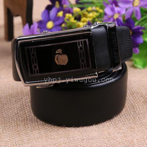 4.0 round head automatic buckle double pack pu embossed belt belt