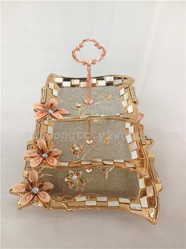 厂家直销陶瓷三层串盘工艺品摆件酒店用品