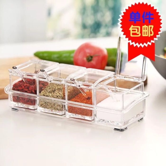 Acrylic seasoning bottle, seasoning box set, standing kitchen salt jar, sugar jar, seasoning jar, seasoning jar pic 1