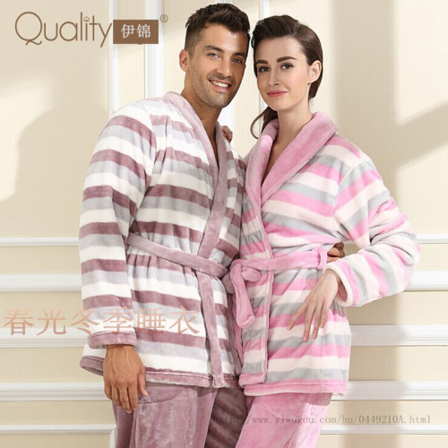 winter new couple thick coral fleece homewear suit women‘s thermal flannel pajamas