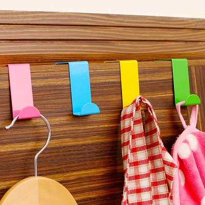 糖果色不锈钢门背多功能衣物挂无痕免订门后挂钩2个装