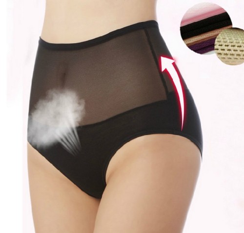 women‘s high waist mesh breathable bamboo fiber belly contracting women‘s underwear high waist belly contracting