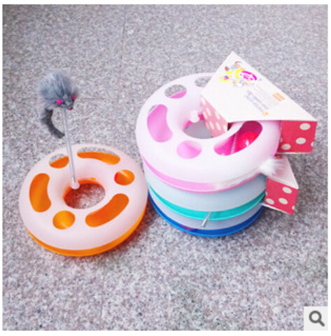 shadowless mouse cat play plate cat teaser toy elastic mouse cat toy rolling ball round turntable pet supplies