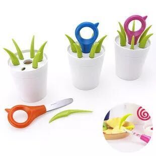 Check creative home fashion flower pot style dim sum dessert fork fruit fruit knife and fork combination