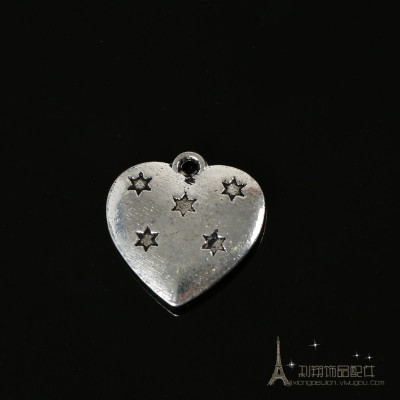 Miao silver jewelry, Tibetan silver DIY handmade ethnic silver beaded accessories heart pendant